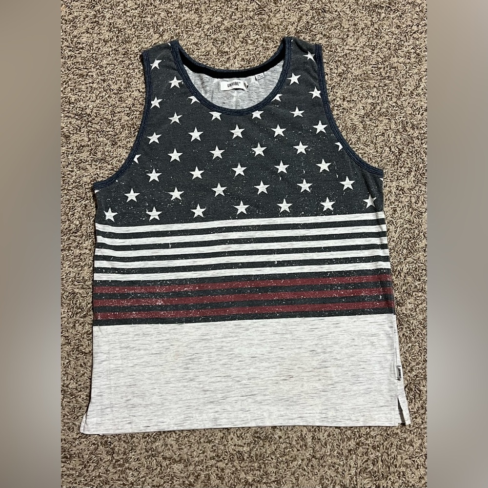 Univibe American Flag Gray Tank Top